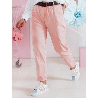 Rožnate ženske hlače z visokim pasom UY2508