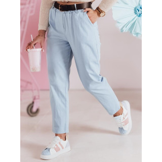 Svetlo modre ženske hlače z visokim pasom UY2504
