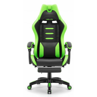 Zeleno-črn gaming stol HELLS CHAIR z oporo za noge