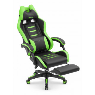 Zeleno-črn gaming stol HELLS CHAIR z oporo za noge