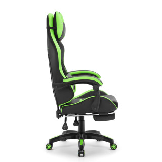 Zeleno-črn gaming stol HELLS CHAIR z oporo za noge