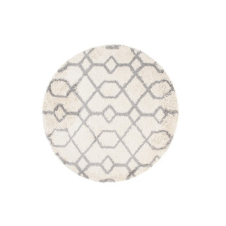 Okrogla kosmata preproga v bež barvi