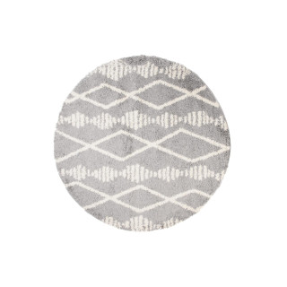 Okrogla kosmata preproga v sivi barvi