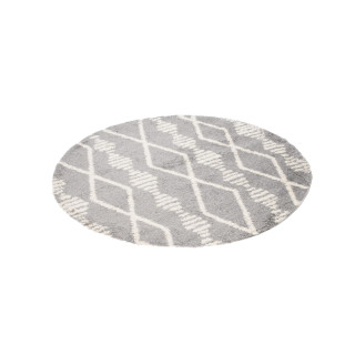 Okrogla kosmata preproga v sivi barvi