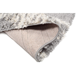 Okrogla kosmata preproga v sivi barvi