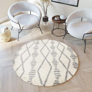 Okrogla preproga Shaggy v bež barvi