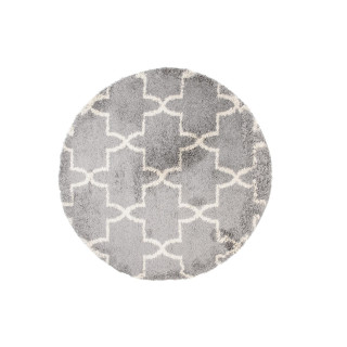 Moderna okrogla preproga v sivi barvi