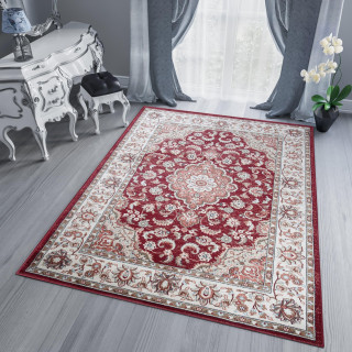 Rdeča moderna preproga z vintage vzorcem