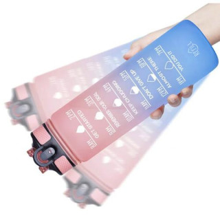 Roza-modra motivacijska steklenica za vodo - 1 l