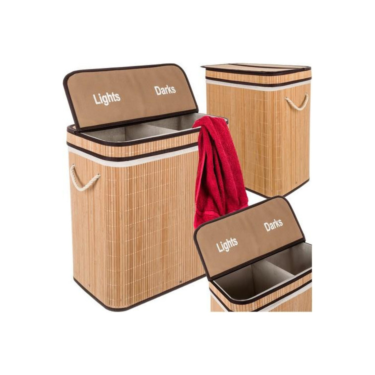 Dvokomorna bambusova košara za perilo
