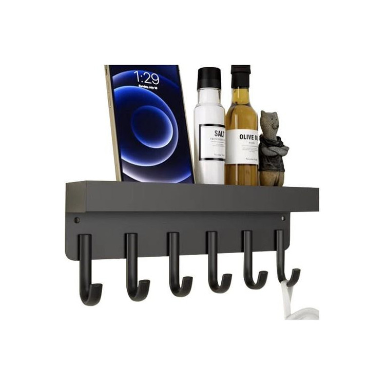 Obešalnik za plašče s polico v črni barvi