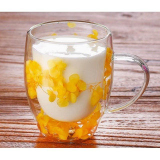 Termo skodelica z rumenimi hortenzijami v notranjosti - 300 ml