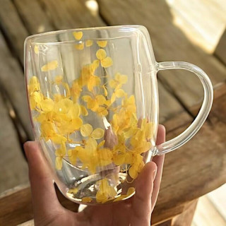 Termo skodelica z rumenimi hortenzijami v notranjosti - 300 ml