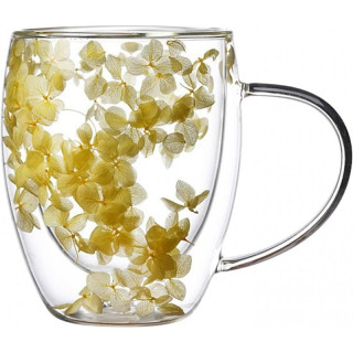 Termo skodelica z rumenimi hortenzijami v notranjosti - 300 ml