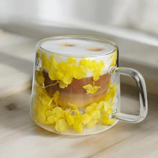Termo skodelica z rumenimi hortenzijami v notranjosti - 180 ml