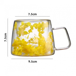 Termo skodelica z rumenimi hortenzijami v notranjosti - 180 ml