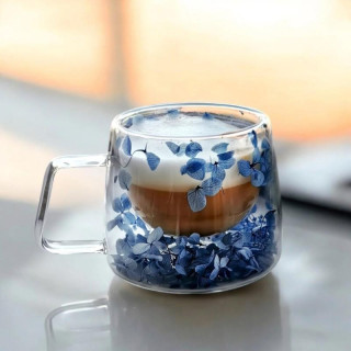 Termo skodelica z modrimi hortenzijami v notranjosti - 180 ml