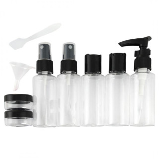 9-v-1 črni komplet potovalnih kozmetičnih posodic