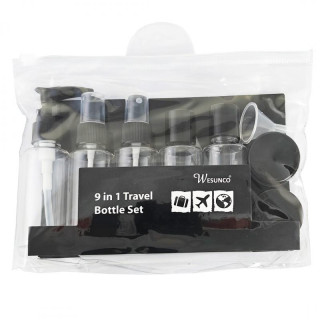 9-v-1 črni komplet potovalnih kozmetičnih posodic