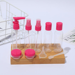 Roza komplet potovalnih kozmetičnih posodic 9 v 1