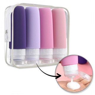 Komplet 4 silikonskih potovalnih stekleničk v 1