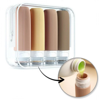 Barvit komplet 4-v-1 silikonskih potovalnih stekleničk