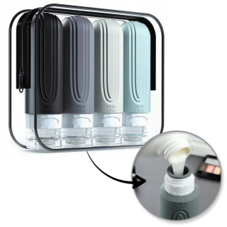 Komplet pisanih silikonskih potovalnih stekleničk 4 v 1