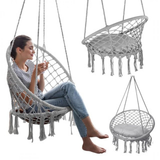 Siv viseči stol z blazino