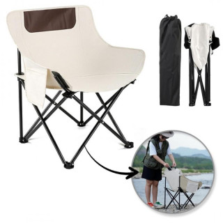 Bež kamping stol z žepom