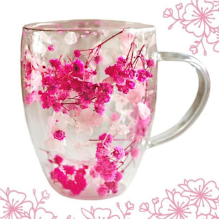 Termo skodelica z rožnatimi cvetovi v notranjosti - 300 ml