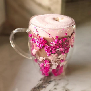 Termo skodelica z rožnatimi cvetovi v notranjosti - 300 ml