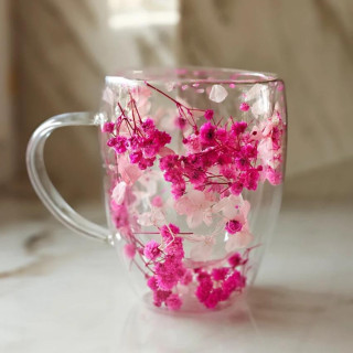 Termo skodelica z rožnatimi cvetovi v notranjosti - 300 ml