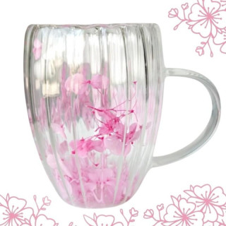 Valovita termo skodelica z rožnatimi cvetovi v notranjosti - 300 ml