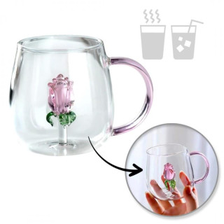 Kozarec s steklenim tulipanom v notranjosti - 400 ml