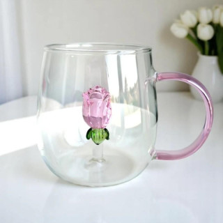 Kozarec s steklenim tulipanom v notranjosti - 400 ml