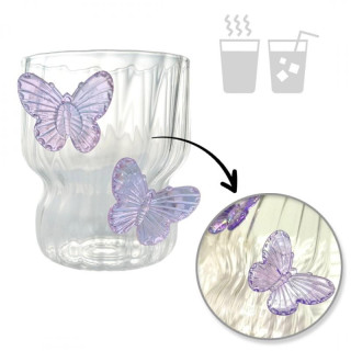 Valovit kozarec z vijoličnimi metulji - 260 ml