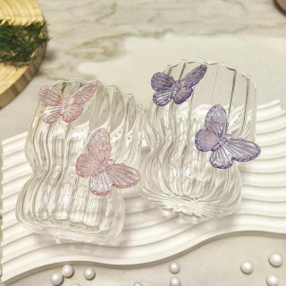 Valovit kozarec z vijoličnimi metulji - 260 ml