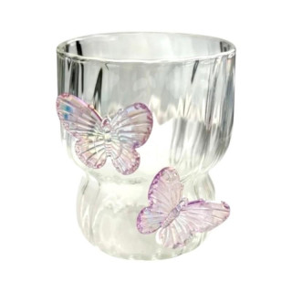 Valovit kozarec z vijoličnimi metulji - 260 ml