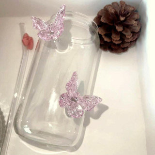 Visok kozarec z roza metuljčki - 500 ml