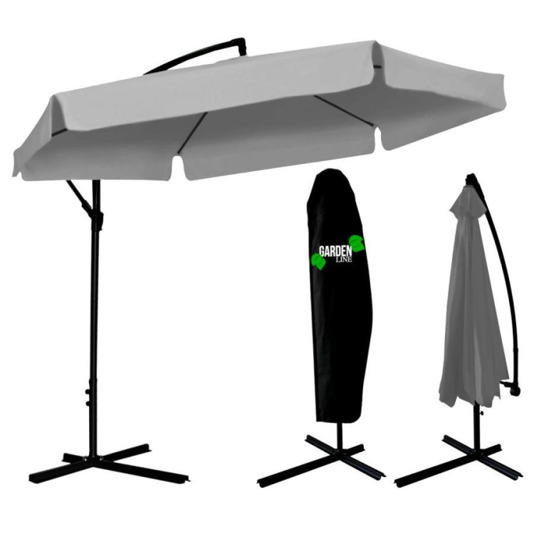 Siv vrtni senčnik s prevleko - 3 m
