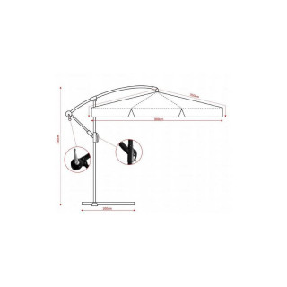 Bež vrtni senčnik s prevleko - 3 m