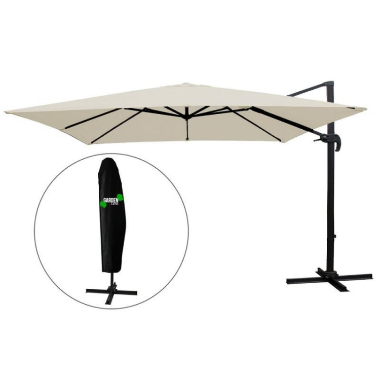 Vrtni senčnik bež barve s prevleko - 2,5x2,5 m -