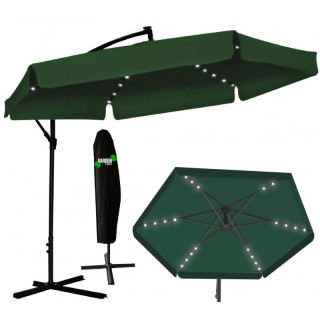 Zelen vrtni senčnik z LED osvetlitvijo - 3 m -