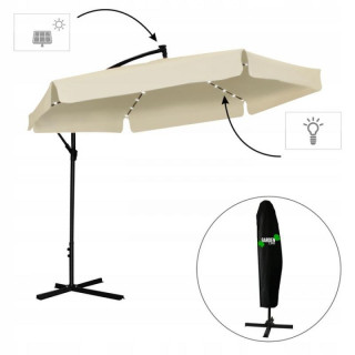 Bež vrtni senčnik z LED osvetlitvijo - 3 m -