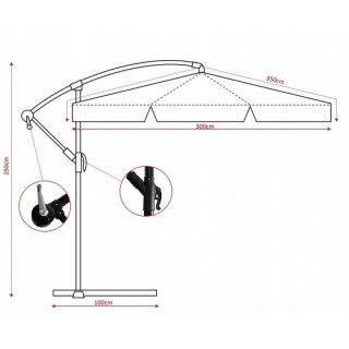 Bež vrtni senčnik z LED osvetlitvijo - 3 m -