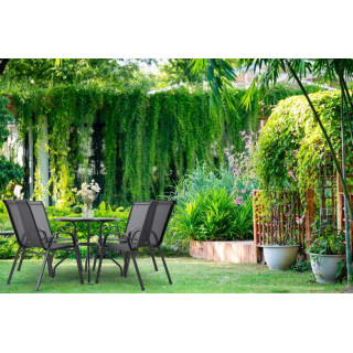 Črna vrtna garnitura - 4 stoli + okrogla miza