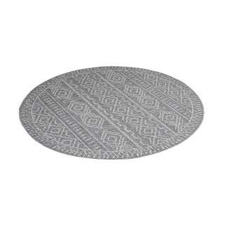 Okrogla vzorčasta preproga v sivi barvi