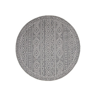 Okrogla vzorčasta preproga v sivi barvi
