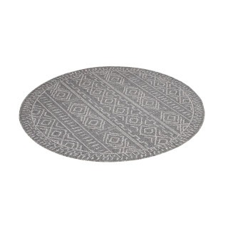 Okrogla vzorčasta preproga v sivi barvi