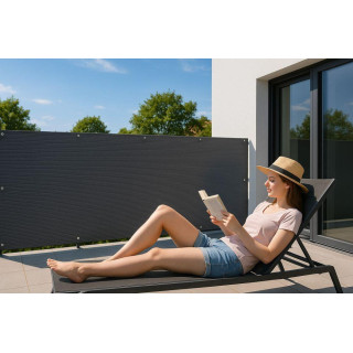 Siva senčilna balkonska prevleka z okovjem - 100x700 cm